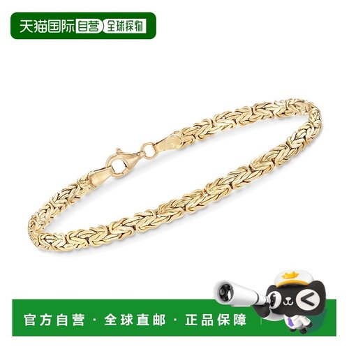 自营Ross-Simons 18kt Gold Over Sterling Flat Byzantine Brace