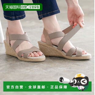 日本直邮KOBE LETTUCE 交叉橡胶凉鞋 [I1296] 黑色坡跟罗马鞋