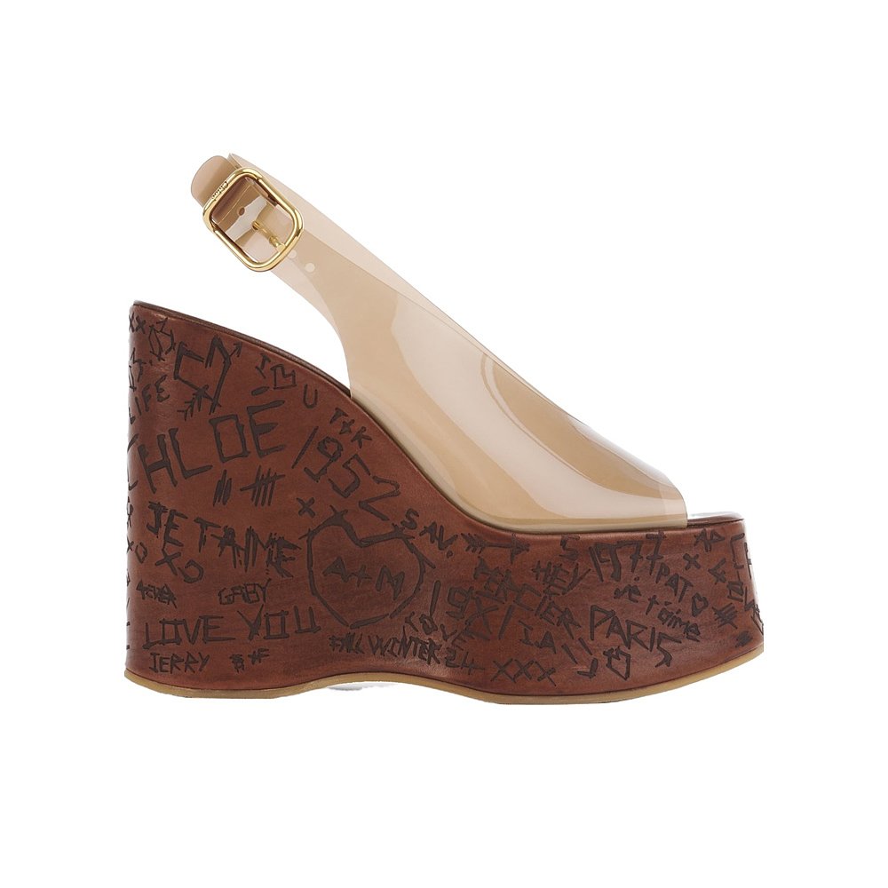 CHLOÉ 女士凉鞋 C25U09ZRT260 SS2025 棕色 圆头高跟凉鞋