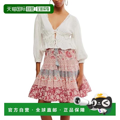 自营free people自由人Let's Go Top女士象牙色亚麻混纺领带前罩D