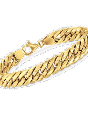 自营 Ross-Simons 意大利 18 克拉黄金古巴链式手链 7 英寸 美国