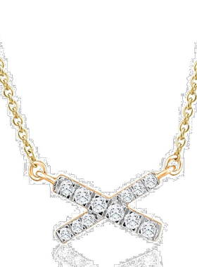 自营 pompeii31/5 克拉 TW 钻石 X 十字吊坠黄金女士项链 18 英寸