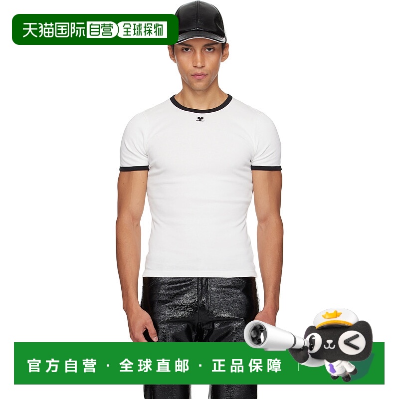 1h可退 香港直邮潮奢 Courreges 男士 白色 Signature Contrast T