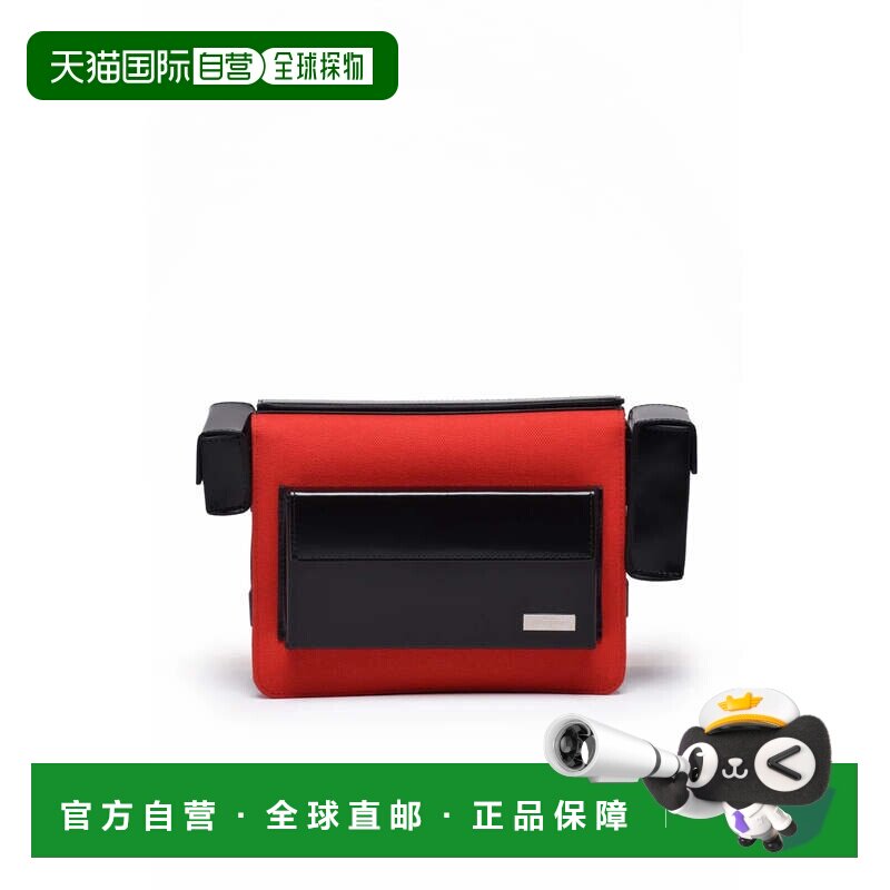 自营ferragamo尼龙单肩包-黑色/红色-红色 美国奥莱直发斜挎包