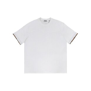 男士 白色 T恤 AW2025 格纹饰边T恤 81042811 BURBERRY