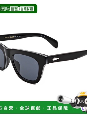 自营 rag & boneRag&Bone中性款52mm黑色太阳镜-黑色 美国奥莱直