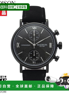 日本直邮MADISON NEW YORK 麦迪逊纽约第七大道男士计时码表黑色