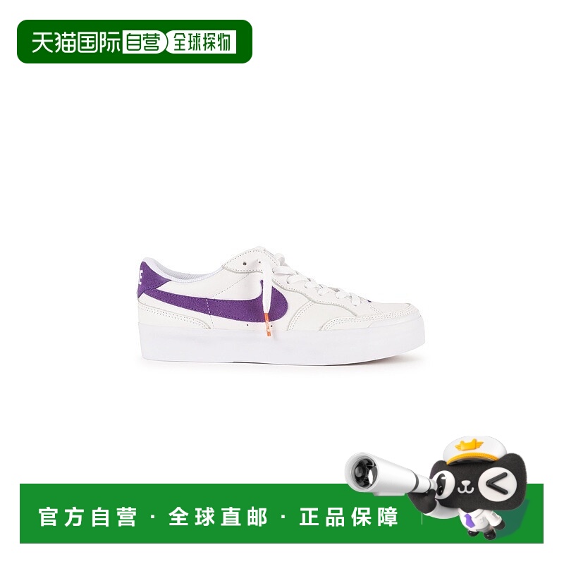 自营欧洲直邮Nike耐克 Zoom Pogo系列白色/紫色皮革滑板运动鞋男