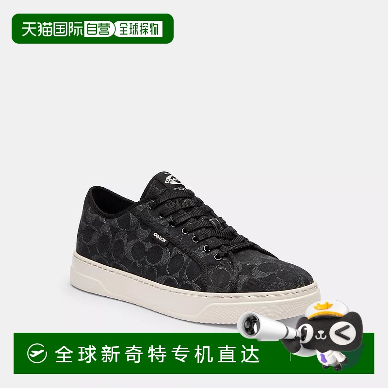 自营 Coach Outlet 标志性牛仔布运动鞋 - 黑色 新款 【美国奥莱