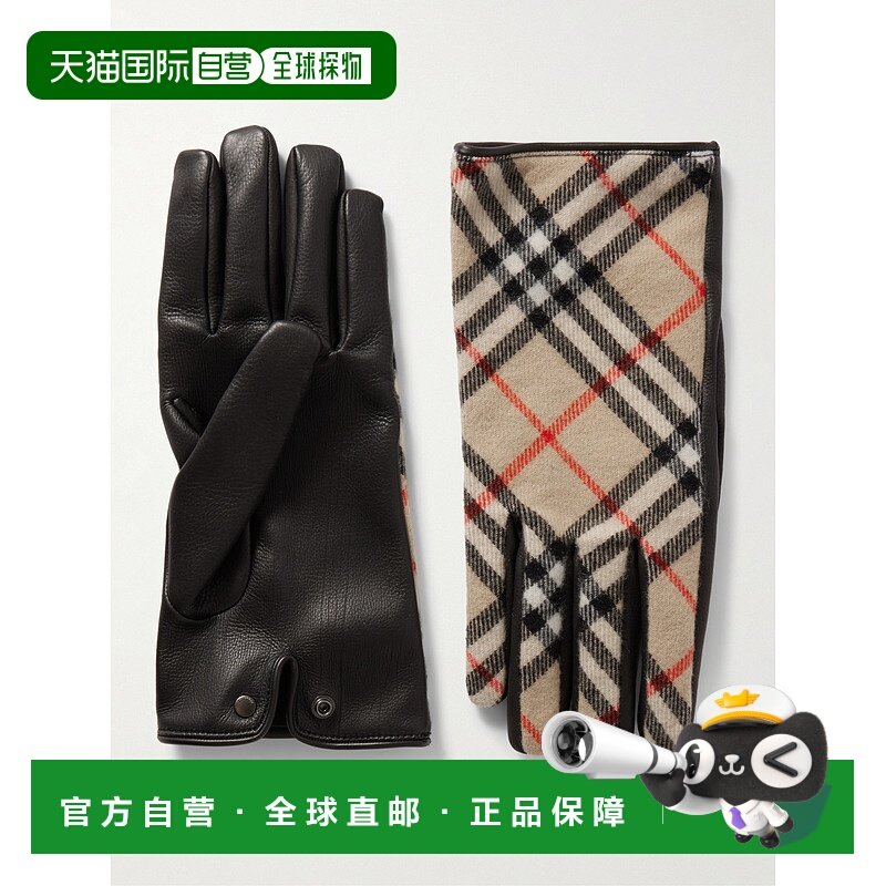 1h可退 香港直邮潮奢 Burberry 巴宝莉 男士 格纹羊毛羊绒混纺皮,服饰配件/皮带/帽子/围巾,手套,淘宝优惠券,粉丝福利购,淘宝优惠卷