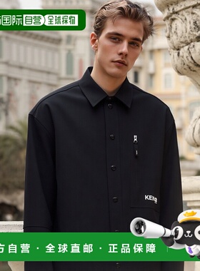 香港直邮KENZO 男士衬衫 FF55CH5049LP99 SS2025 黑色 长袖衬衫