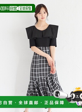 1h可退 日本直邮tocco closet 女士大翻领拼接连衣裙 石头装饰 背