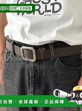 1h可退 日本直邮EDWIN 男士 35mm 仿皮方形扣 Garrison 皮带 0111