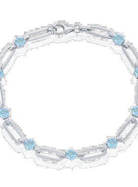 自营 simona925 纯银 5 毫米圆形回形针手链 - 蓝色 美国奥莱直发