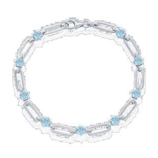 自营 simona925 纯银 5 毫米圆形回形针手链 - 蓝色 美国奥莱直发