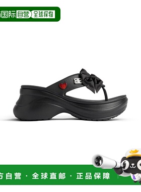 欧洲直邮BALENCIAGA (2025新品) Crocs™ Jibbitz™ 女士黑色人字拖