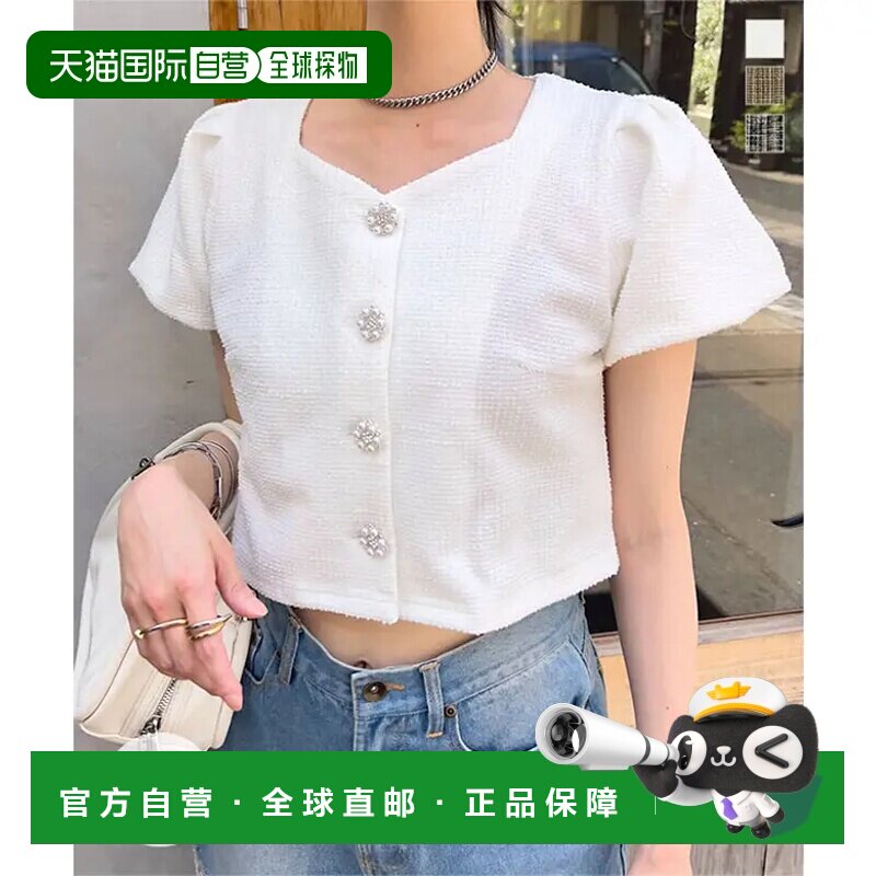 日本直邮弹性粗花呢灯笼袖短款夹克［K1389］短袖外套图片