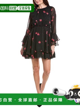 自营CeCe Ruffle Mini Dress - black 美国奥莱直发