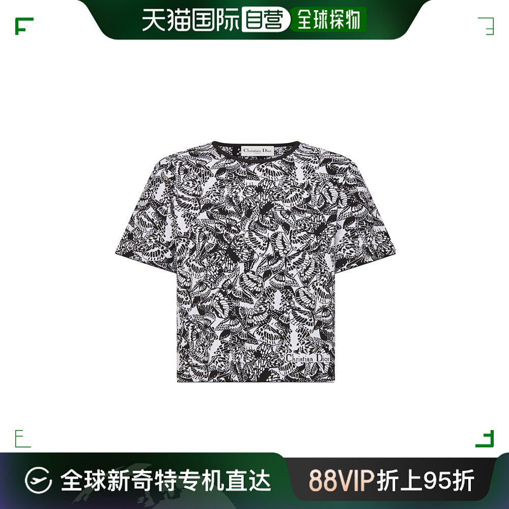 香港直邮潮奢 dior 迪奥 女士 蝴蝶图案t恤 414s36am519x