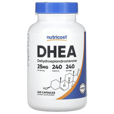 香港直邮Nutricost,DHEA，25 毫克，240 粒胶囊补充剂雄酮膳食