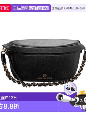 香港直邮MICHAEL KORS 迈克高仕 MK徽标细节 皮革腰包女款黑色