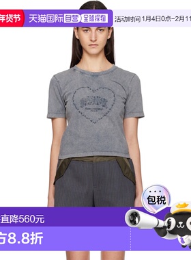 1h可退 香港直邮潮奢 GANNI 甘尼 女士 灰色 Washed Heart Croppe