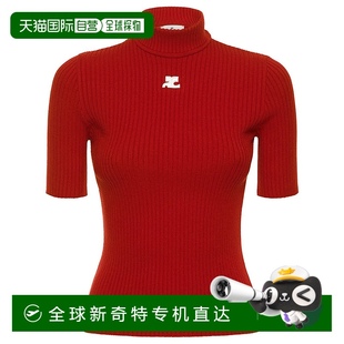 针织粘胶纤维混纺logo上衣 1h可退 香港直邮潮奢 Courreges 女士
