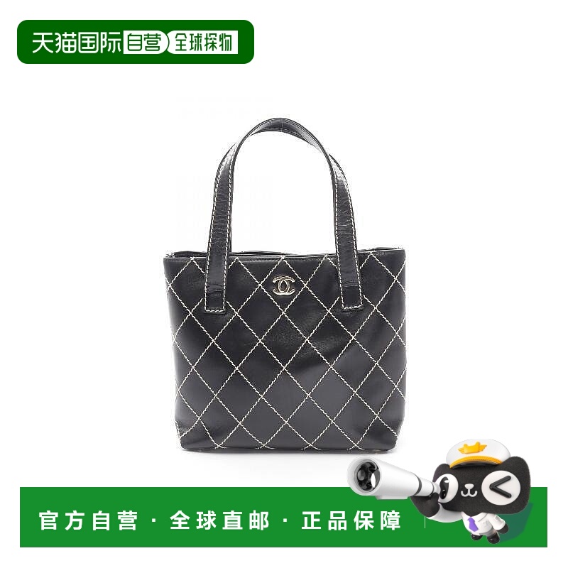 日本直邮中古Chanel香奈儿女包A级95新wild stitch牛皮手提包黑色