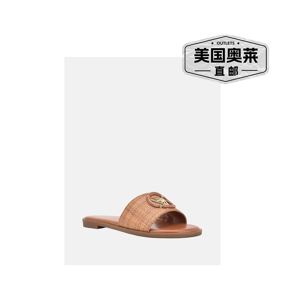 自营 guessMagnify 编织沙滩拖鞋 - 栗棕色 美国奥莱直发