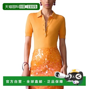 Silk Blend Polo 自营Carolina yellow Knit Top 美国 Herrera