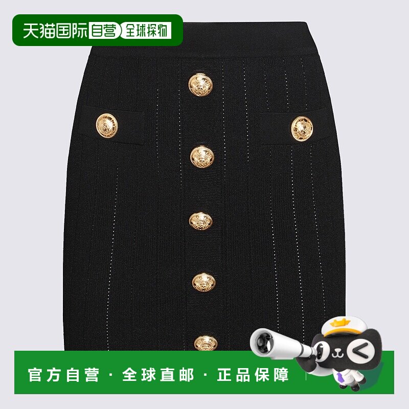 香港直邮BALMAIN 女士半身裙 DF1LB290KB070PA CO 黑色 Black Vis