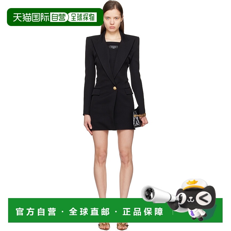 香港直邮潮奢 Balmain 巴尔曼 女士 黑色 Tailored 连衣裙 EF1R92