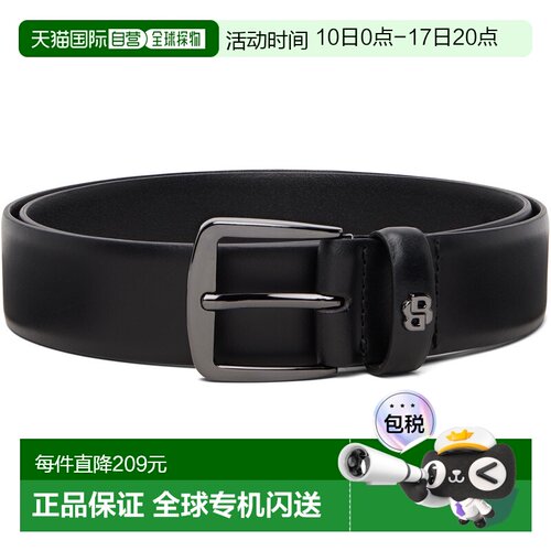 1h可退 香港直邮BOSS 波士 男士 黑色 Double B Monogram Leather