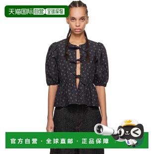 女士 黑色 上装 GANNI Peplum 甘尼 Cotton 香港直邮潮奢 Printed