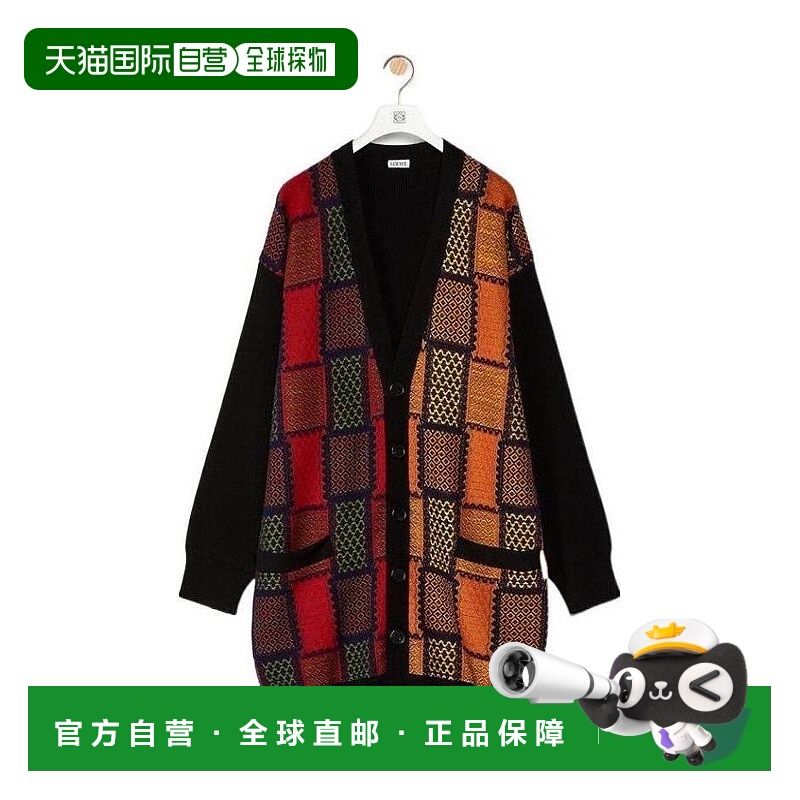 香港直邮LOEWE 女士针织衫 S359330XBT5178 SS2021 黑色 格纹提花