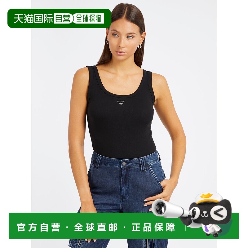 日本直邮Guess SL Triangle Bling Rib Tank 女士背心 [GU1432EW0