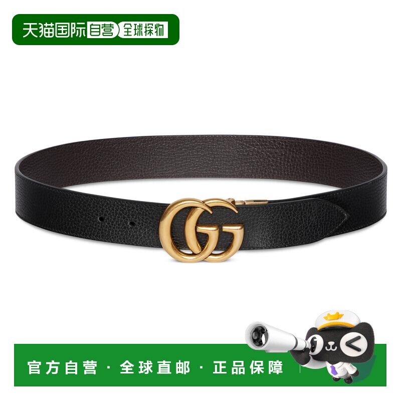 1h可退 香港直邮Gucci 古驰 男士 饰双G搭扣双面牛皮革腰带 62705