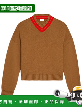 香港直邮CELINE 男士针织衫 RY0SJ0V0904CR SS2026 棕色 羊绒V领