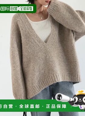 1h可退 日本直邮Re:EDIT ReEDIT 女士深V领起毛混纺布克莱针织上