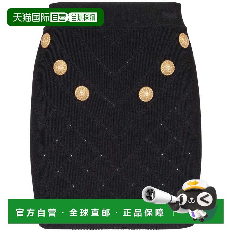 1h可退 香港直邮Balmain 巴尔曼 女士 6-BUTTON 黑色针织半身裙 C,女装/女士精品,半身裙,淘宝优惠券,粉丝福利购,淘宝优惠卷