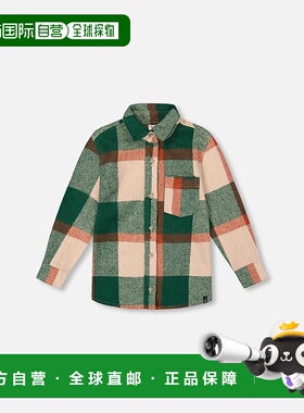 自营deux par deux长袖色织格子衬衫绿色和橙色-绿色、橙色和灰白