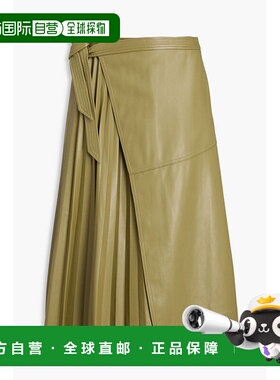 香港直邮Simkhai 女士 Mar 褶裥皮革中长半身裙 4233039VNORI