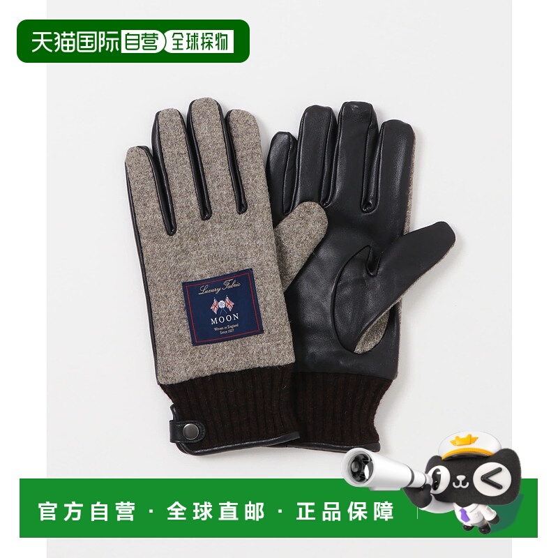 1h可退 日本直邮URBAN RESEARCH DOORS男装MOON格纹羊毛皮革手套