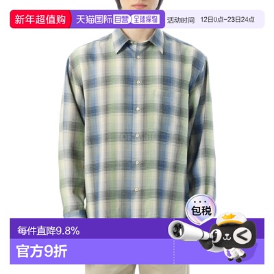 韩国直邮AURALEE 轻羊毛格纹衬衫 蓝绿格纹 (A25AS01LC) 长袖衬衫