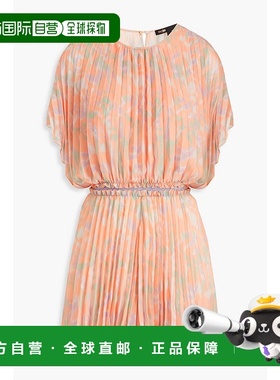 1h可退 香港直邮潮奢 Maje 女士 褶裥印花绉纱连体衣 MFPCO00298