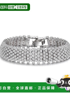 自营 GENEVIVE 纯银立方氧化锆线性密镶手链 - 银白色 美国奥莱直