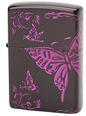 Zippo芝宝 打火机 和式黑蝴蝶 双面加工 紫色  2BTF-C