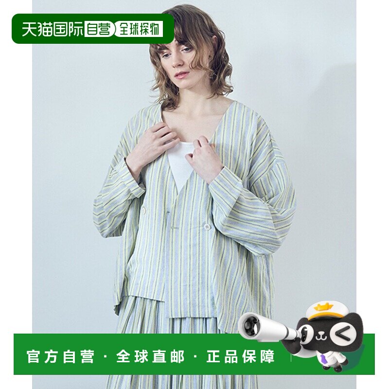 studio CLIP 女装 无领V领条纹外套 647834图片