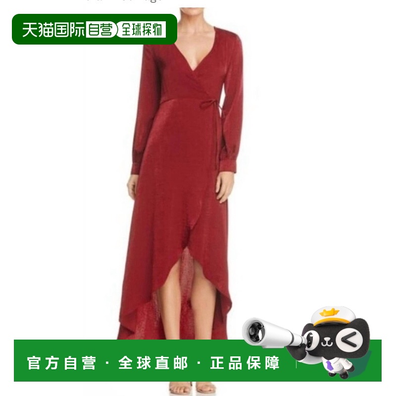 自营lost + wanderNapa Satin Wrap Dress In Burgundy - burgund