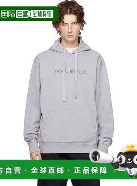 香港直邮J.W. Anderson 男士 灰色 Logo Embroidery 连帽衫 JW021